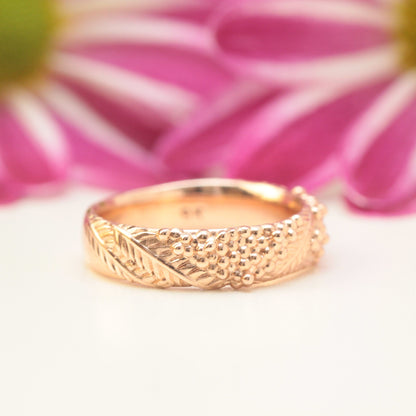 Wide Wattle Leaf Wedding Ring - Vinny &amp; Charles