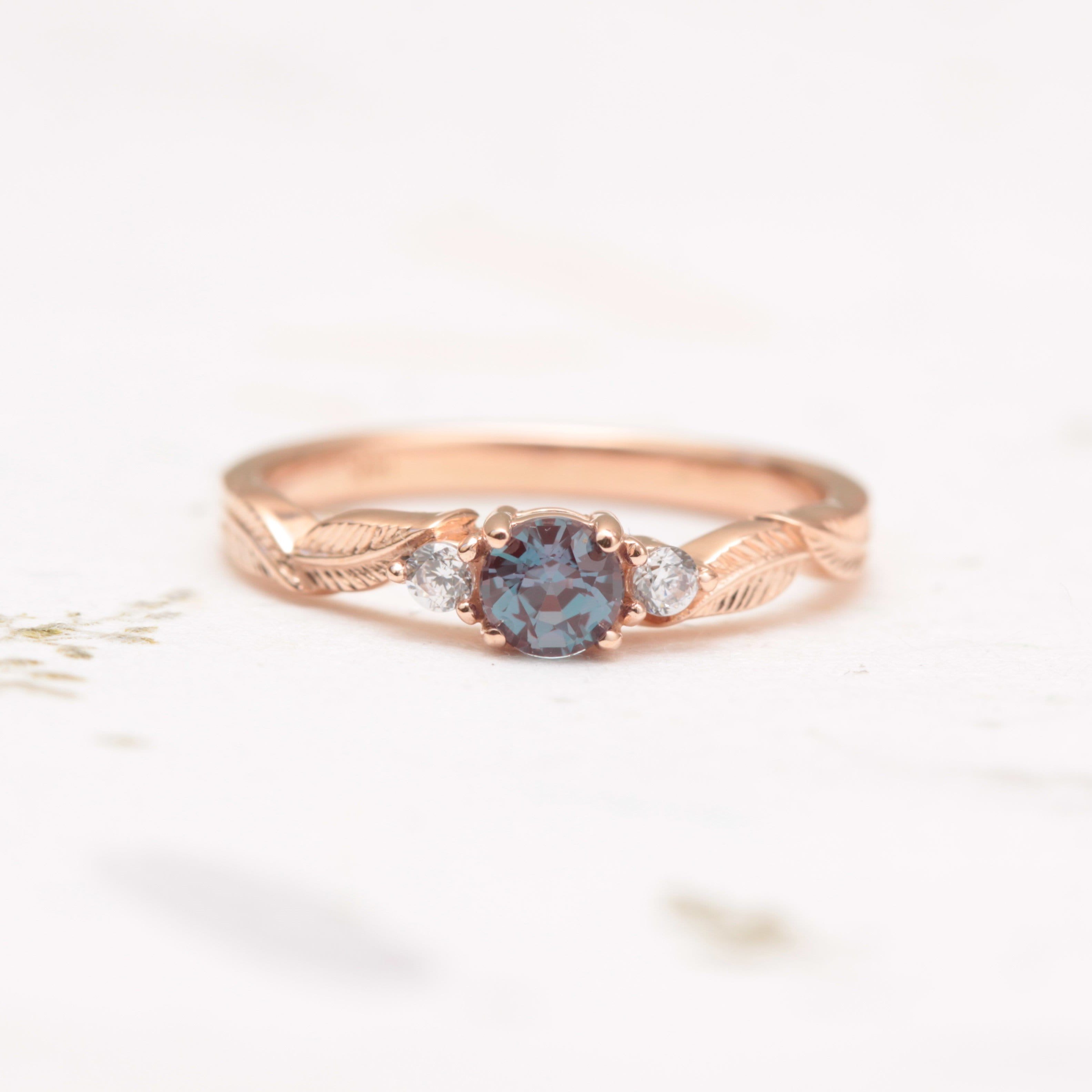 Alexandrite Leaf Engagement Ring - Vinny &amp; Charles