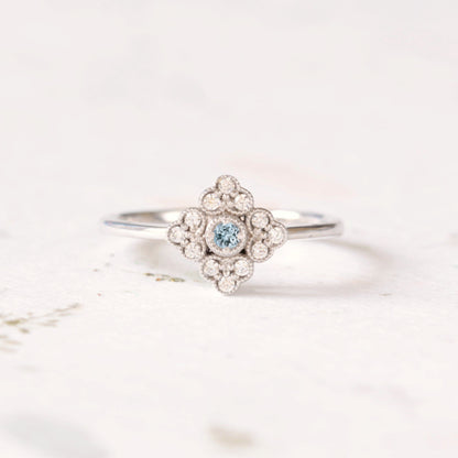 Antique style Aquamarine engagement ring - Vinny &amp; Charles