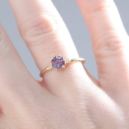 Hexagon Alexandrite and diamond engagement ring - Vinny &amp; Charles