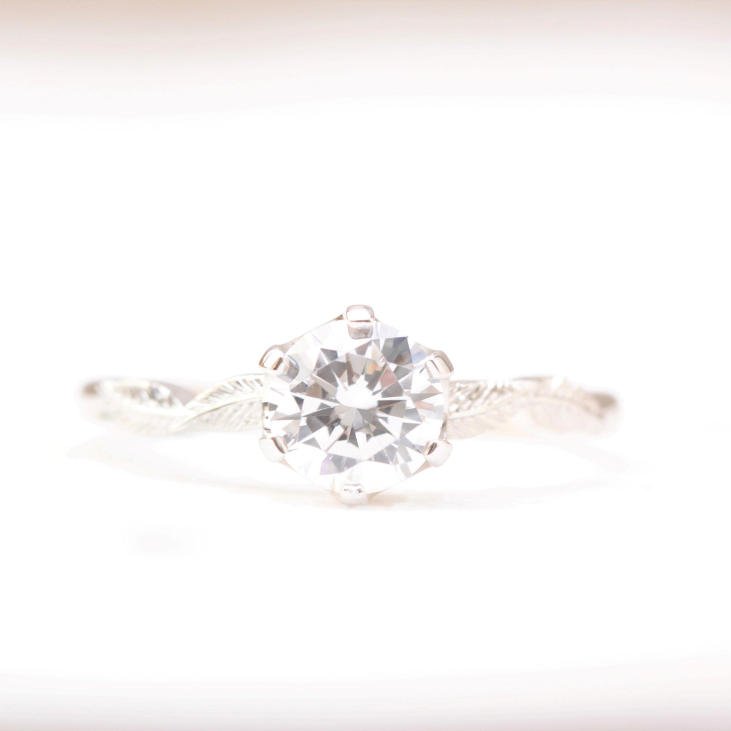 Solitaire Leaf Engagement Ring - Vinny & Charles