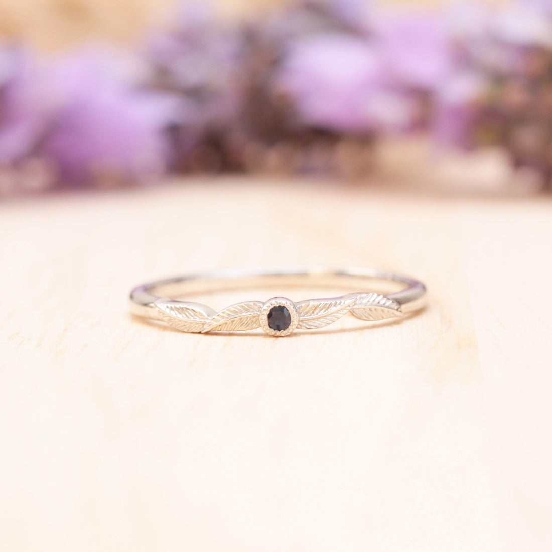 Sapphire Birthstone Leaf Ring - Vinny &amp; Charles