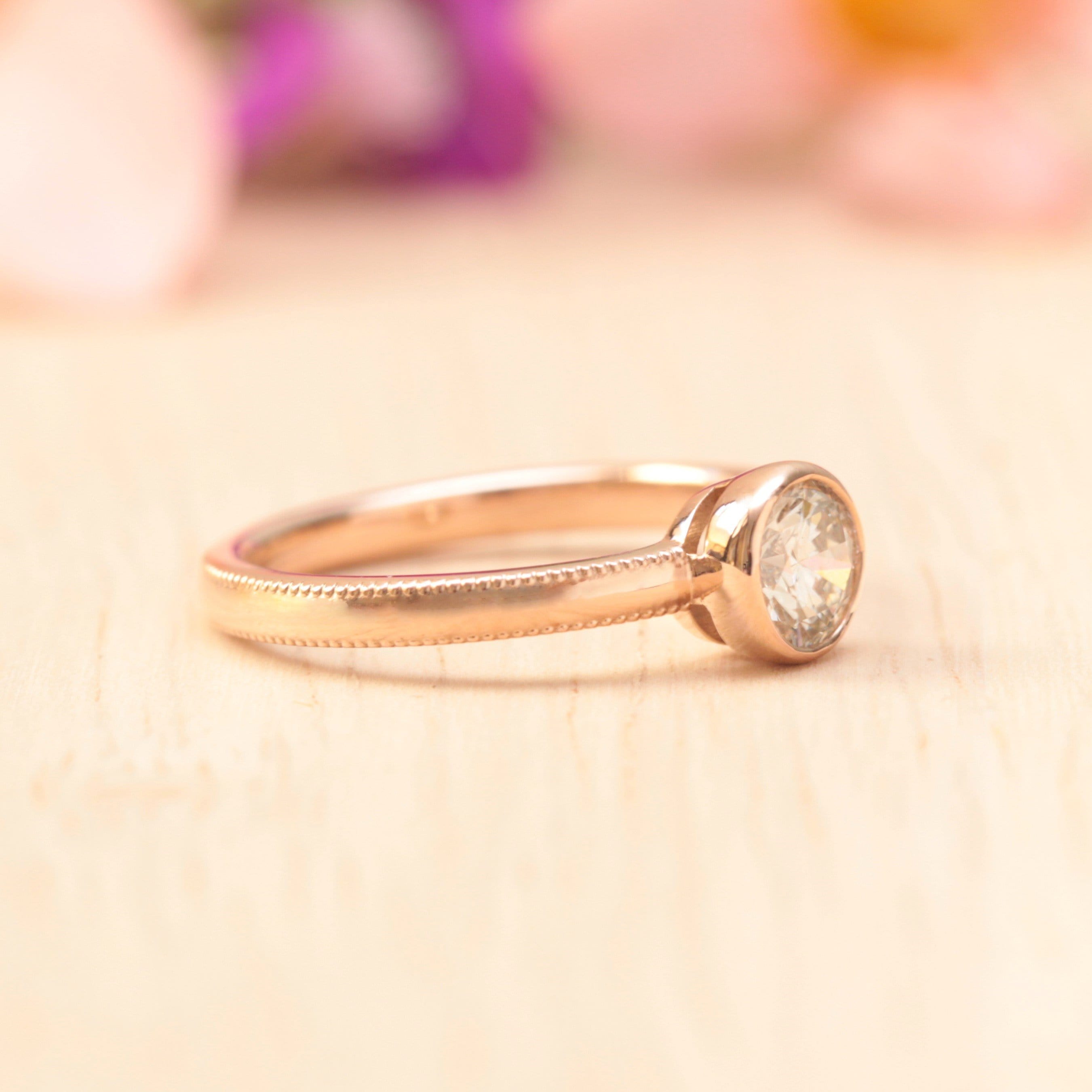 Milgrain diamond engagement ring - Vinny &amp; Charles